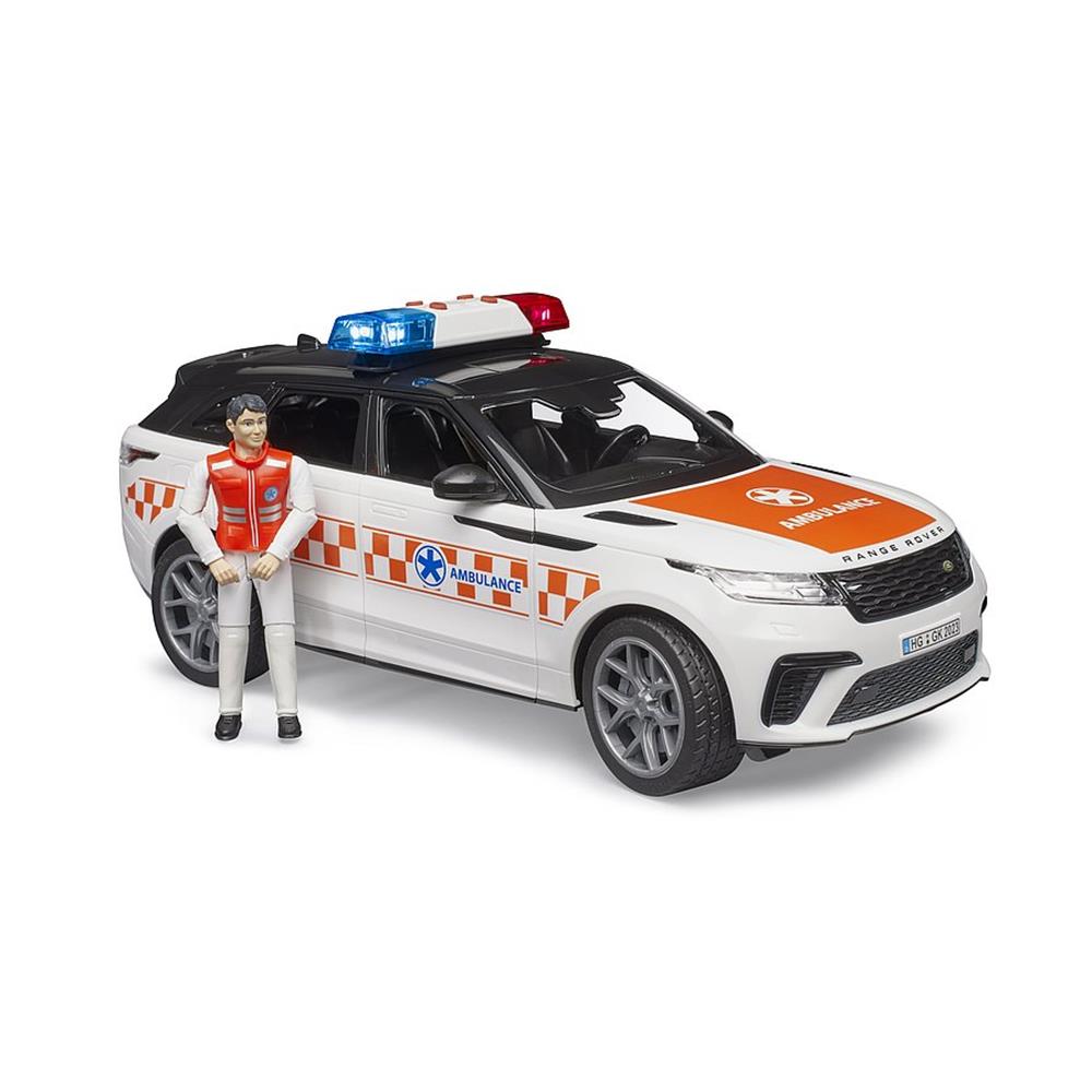 Bruder 02885 - Range Rover Velar Notarztfahrzeug mit Fahrer, 1:16, mit Licht & Sound Modul