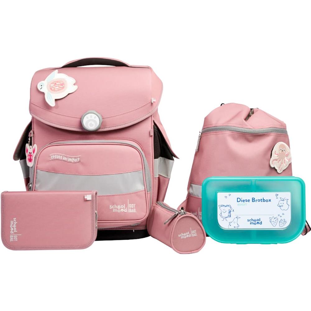 School-Mood Schulranzen Set Timeless Pro Axolotl (Ocean Collection) 6-teilig