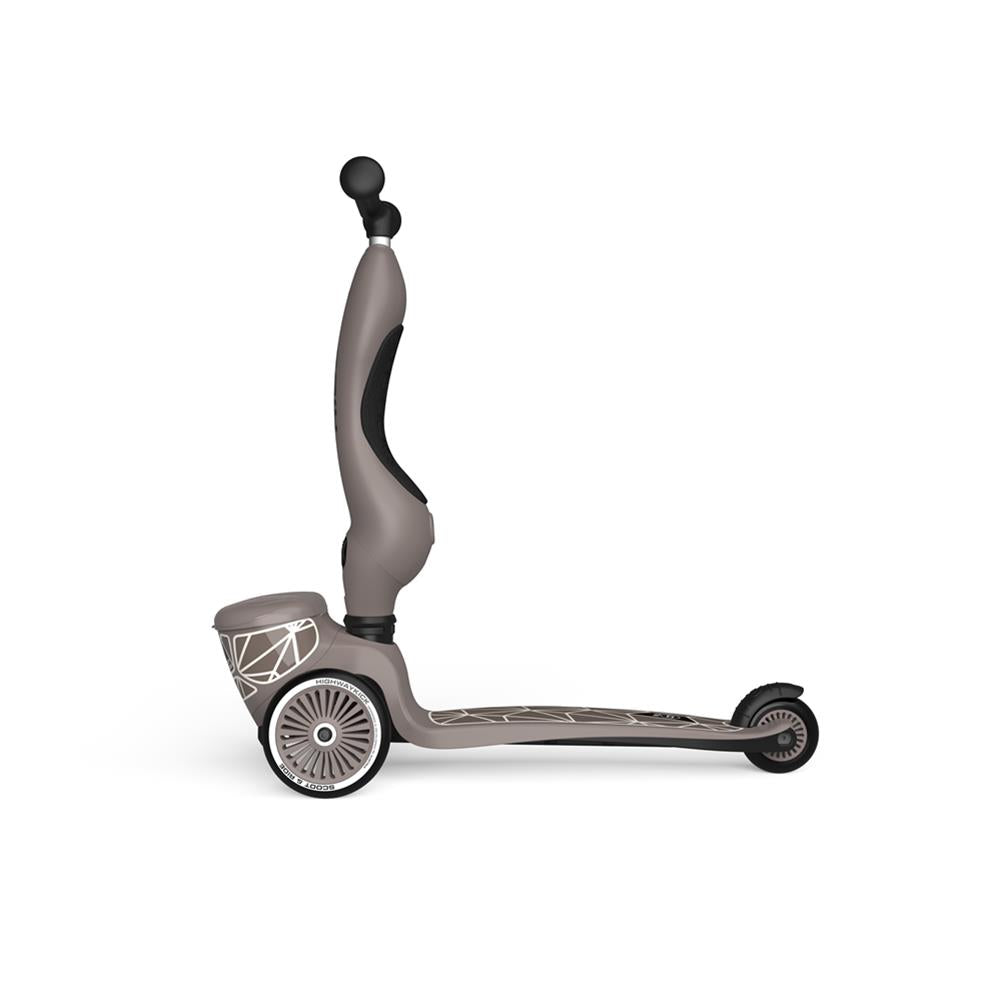Scoot & Ride Highwaykick 1 Lifestyle, brown lines - Kinderroller mit Aufbewahrungsbox