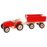 goki Bauernhoffahrzeug aus Holz - Traktor mit Anhänger, rot