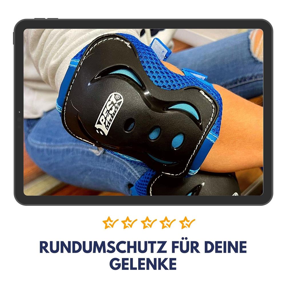 Best Sporting Gelenkschützer Set, Größe XS/S Blau/Schwarz, Kinder Inline Skates Skateboard