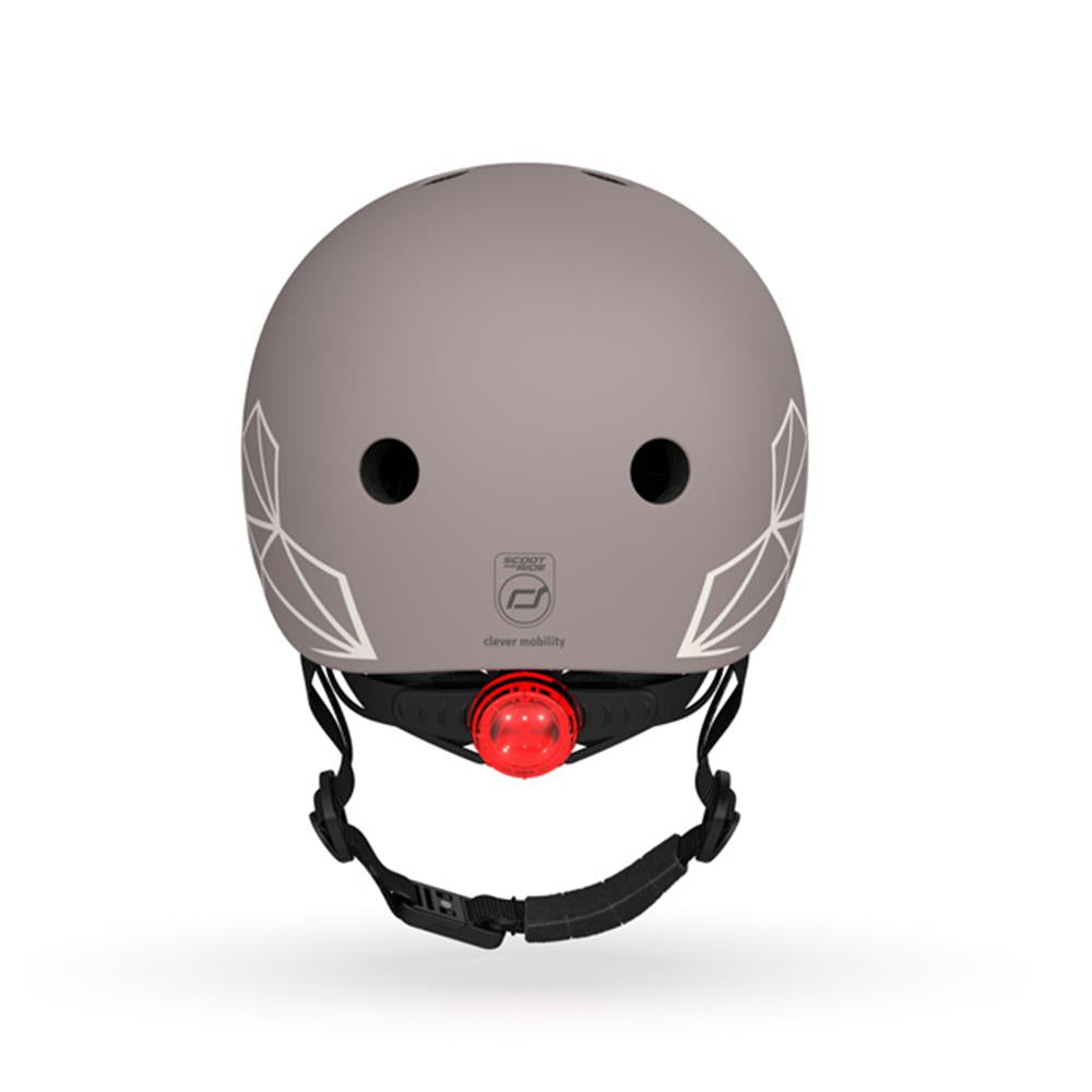 Scoot & Ride Kinderhelm Größe XXS-S (45-51 cm) brown lines - Schutzhelm mit LED-Licht