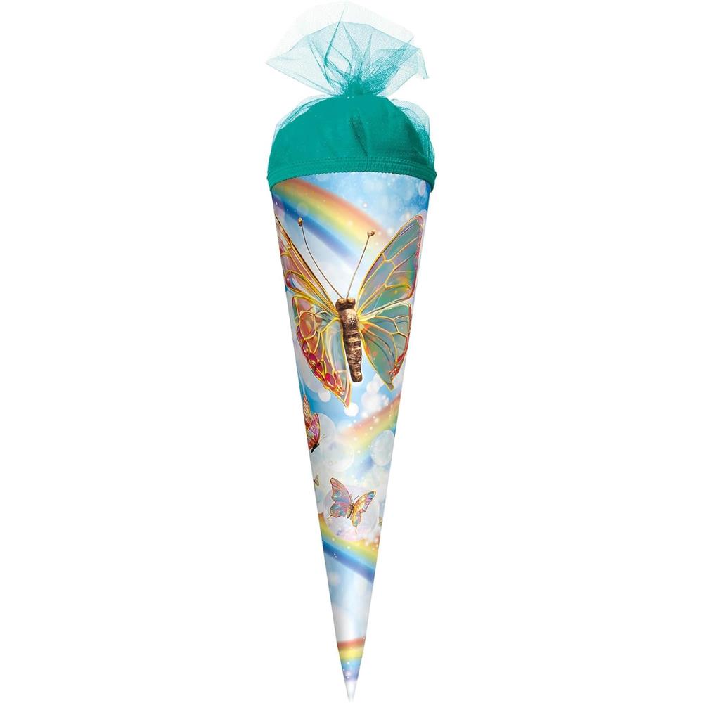 Roth Schultüte Rainbow Butterfly, 22cm, rund, Tüllverschluss