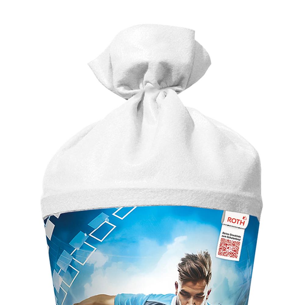 Roth Schultüte Fußballer/Soccer, 70cm, rund, Rot(h)-Spitze, Filzverschluss