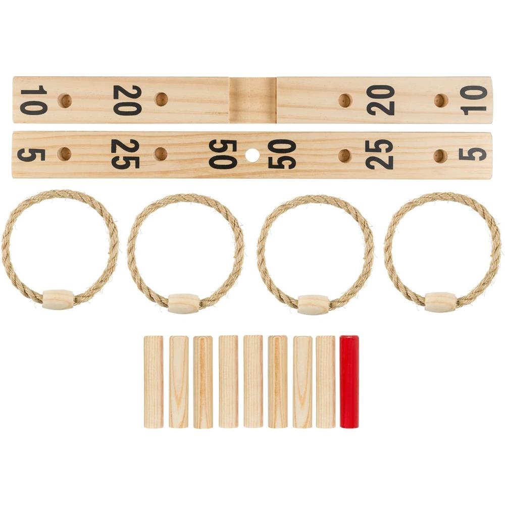 Idena Ringwurfspiel Holz Sisal Wurfspiel Garten Spiel Geschicklichkeitsspiel