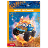 Roth Zeugnismappe Monstertruck Fire mit Folie, mit 10 A4 Klarsichthüllen