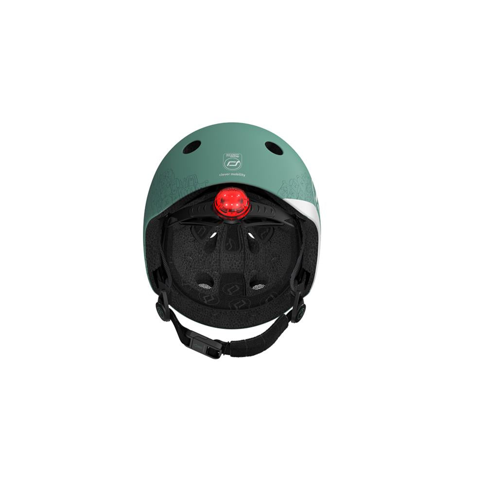 Scoot & Ride Kinderhelm Größe XXS-S (45-51 cm) reflective forest - Schutzhelm mit LED-Licht