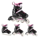 NILS EXTREME NH10905 4in1 LED Inliner Schlittschuhe Rollschuhe Gr. 39-42, Rosa, verstellbar