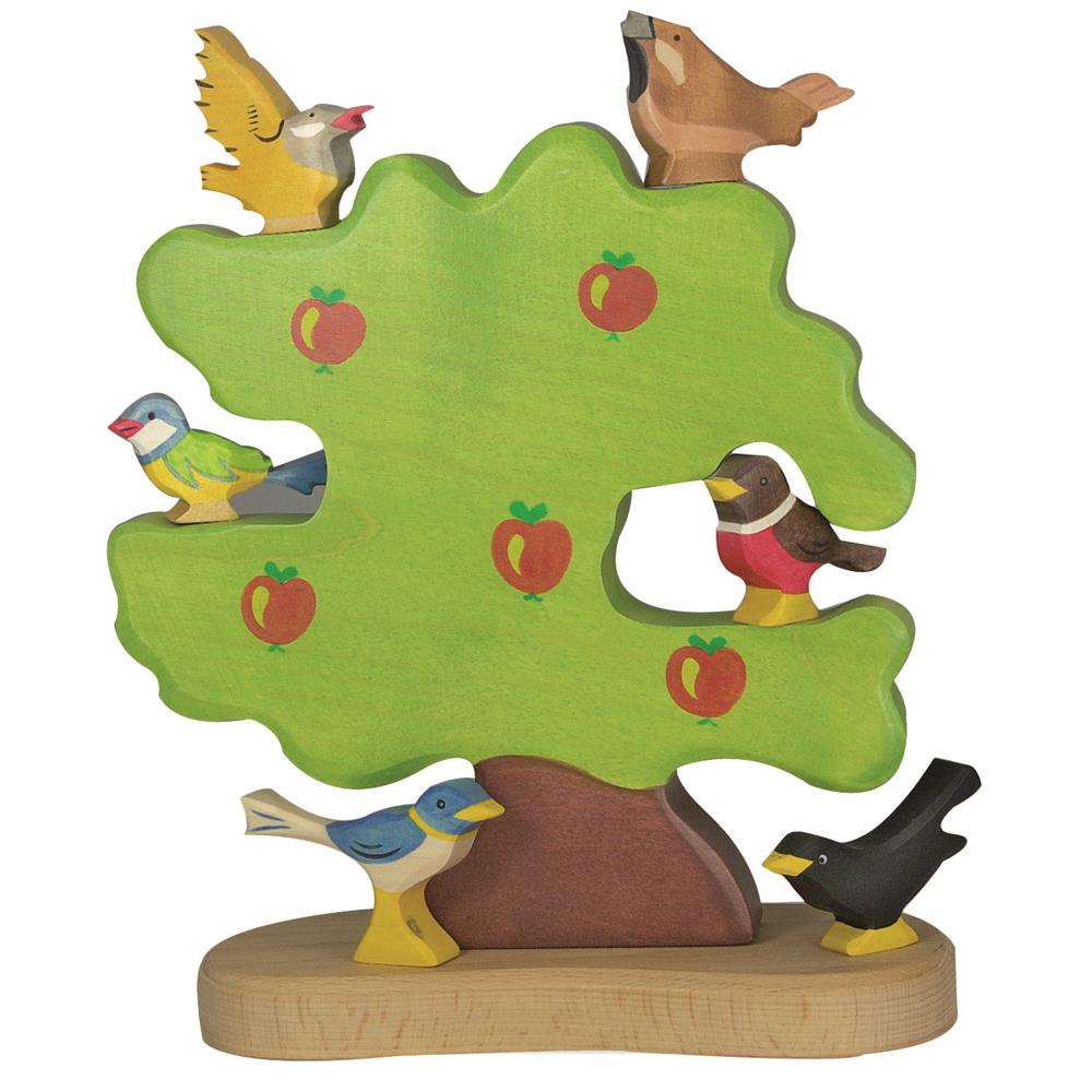 Holztiger Holzfigur - Apfelbaum für Vögel, Holzspielzeug, ab 3 Jahren