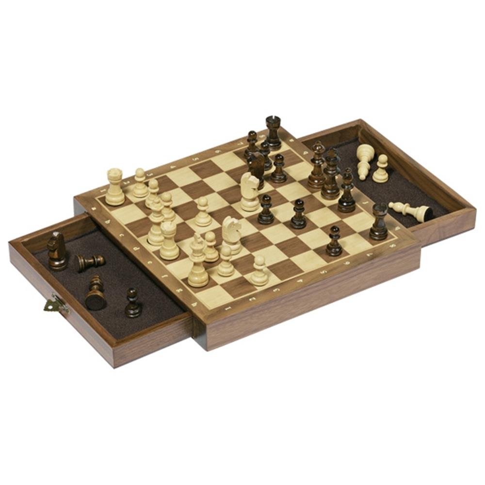 goki Magnetisches Schachspiel mit Schubladen, aus Holz, für 2 Spieler