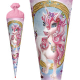Roth Schultüte Einhorn Beauty, 70cm, rund, Rot(h)-Spitze, Filzverschluss, Glitter