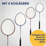 Best Sporting Badminton Set mit Netz 4 Schläger 3 Bälle Tasche