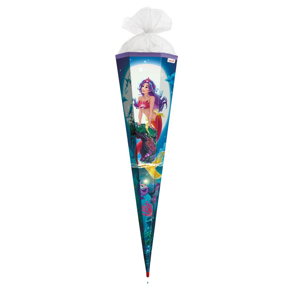 Roth Schultüte Magische Meerjungfrau, 85cm, eckig, Rot(h)-Spitze, Tüllverschluss
