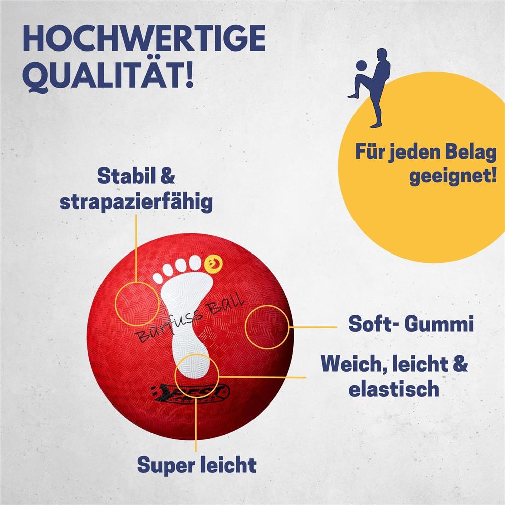 Best Sporting Barfuß Fußball Größe 5 aus Soft-Gummi, Rot
