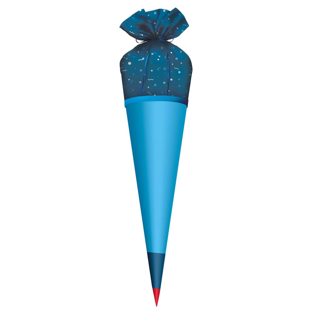 Roth Schultüte Stoffbezug mit Satinschleife, blau, 70cm, rund - ohne Rohling