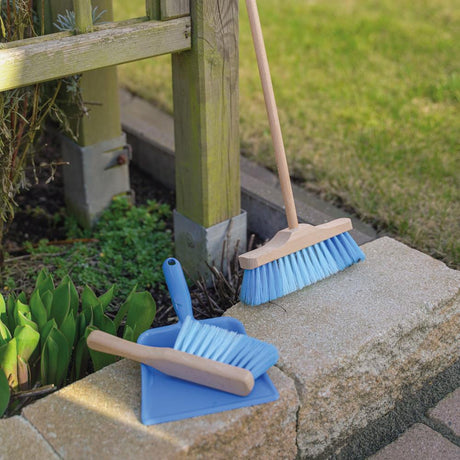 goki Kinderbesen Set 3-teilig, blau, Besen Kehrschaufel Handfeger Holz
