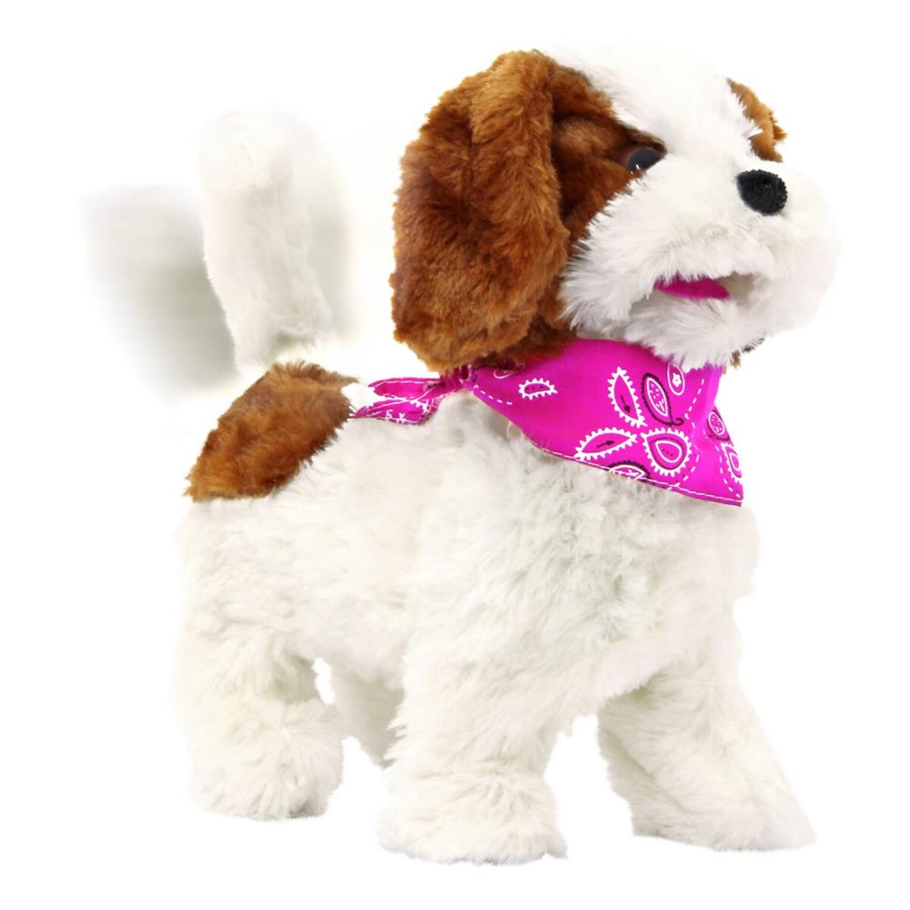 Jamara Lucky Plüschhund, weiß/braun, 27MHz, ferngesteuerter Hund, bellt und läuft