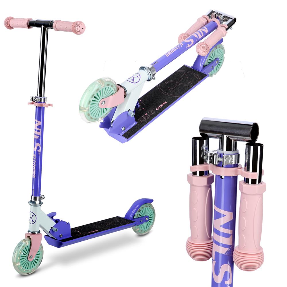 NILS EXTREME HD120L LED Kinderscooter Violett, Kinderroller, ABEC-7, bis 50 kg