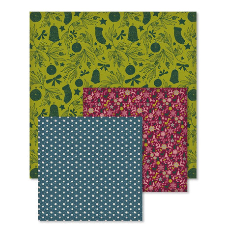 Roth Geschenktuch 3er Set X-Mas Furoshiki nachhaltig 2x 50 x 50 cm, 1x 80 x 80 cm