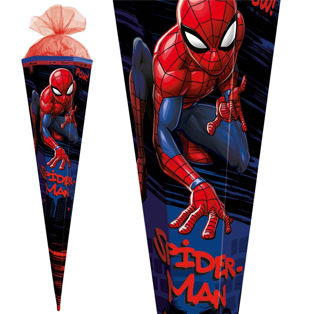 Roth Schultüte Marvel Spiderman, 85cm, eckig, Rot(h)-Spitze, Tüllverschluss, Spezialborte