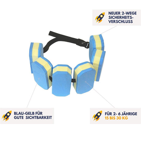 Best Sporting Schwimmgürtel mit 6 Paddle in blau, Schwimmgurt Schwimmhilfe für Kinder von 18-30 kg