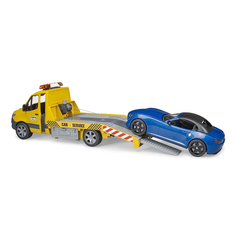 Bruder 02675 - MB Sprinter Autotransporter m. Light + Sound Modul und BRUDER Roadster