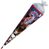 Roth Schultüte Robo Drache, 85cm, eckig, Rot(h)-Spitze, Tüllverschluss (Silbertüll), Folieneffekt