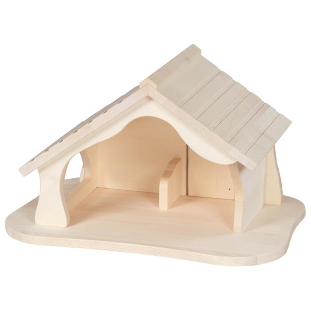 Holztiger Stall und Krippe, als Bauernhof oder Weihnachtskrippe, Holzspielzeug, ab 3 Jahren