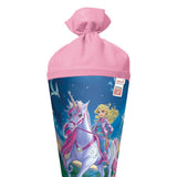 Roth Schultüte Magische Einhornreiterin, 70cm, rund, Rot(h)-Spitze, Filzverschluss, Glitter