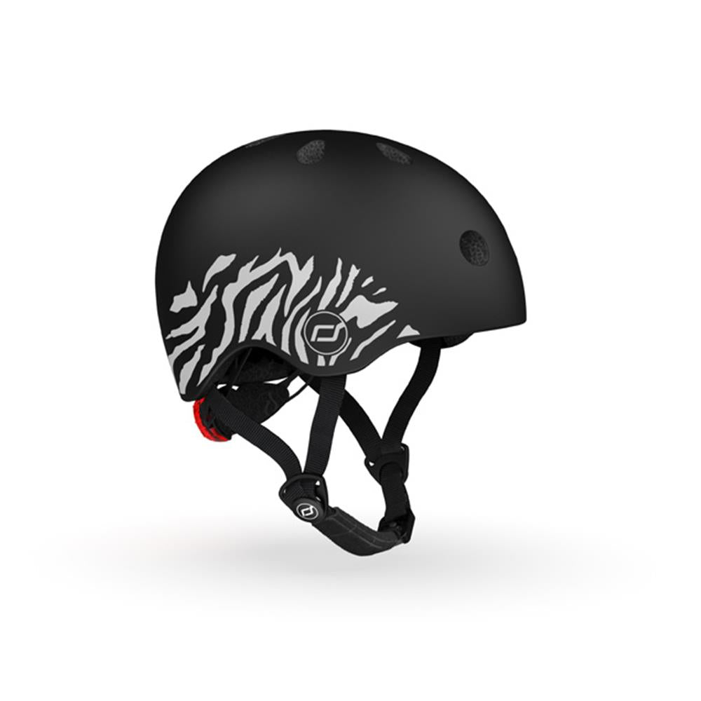 Scoot & Ride Kinderhelm Größe XXS-S (45-51 cm) zebra - Schutzhelm mit LED-Licht