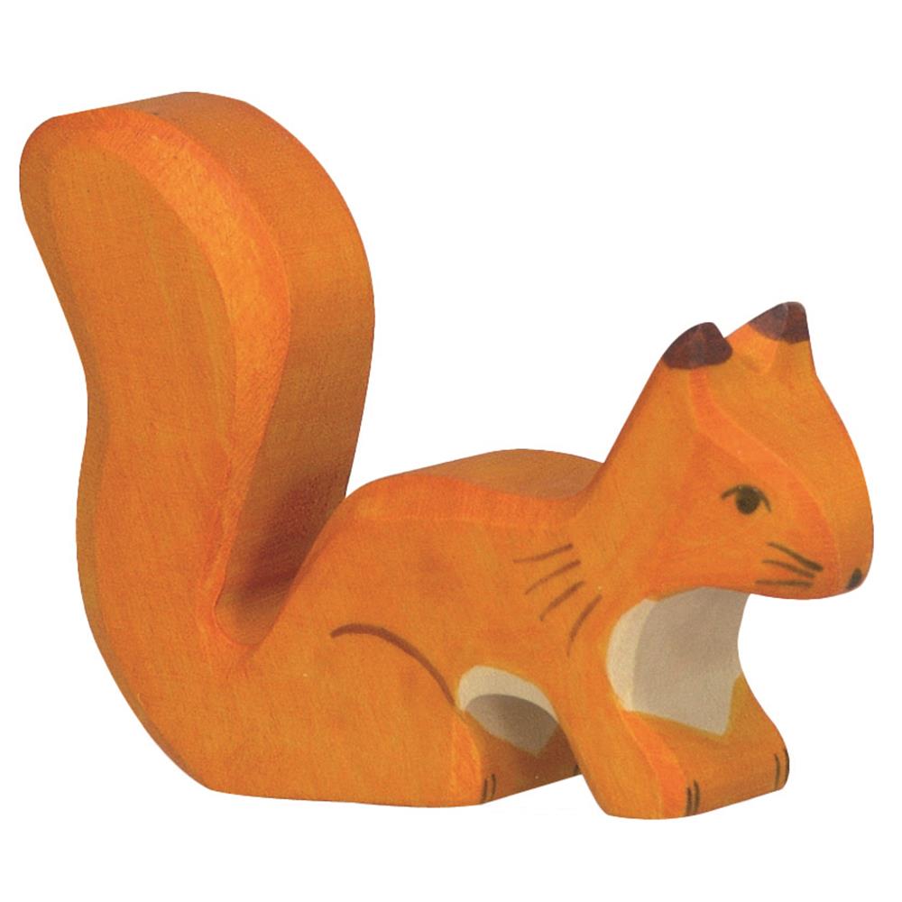 Holztiger Holzfigur - Eichhörnchen, stehend, orange, Holzspielzeug, ab 3 Jahren