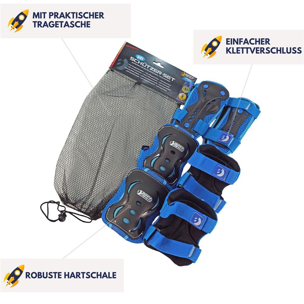 Best Sporting Gelenkschützer Set, Größe XS/S Blau/Schwarz, Kinder Inline Skates Skateboard