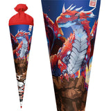 Roth Schultüte Robo Drache, 70cm, rund, Rot(h)-Spitze, Filzverschluss, Folieneffekt
