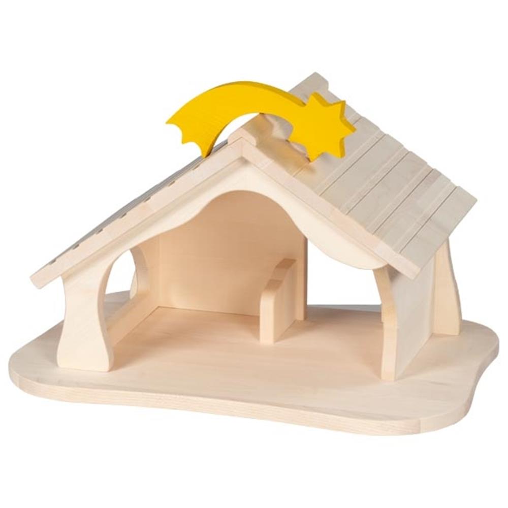 Holztiger Stall und Krippe, als Bauernhof oder Weihnachtskrippe, Holzspielzeug, ab 3 Jahren