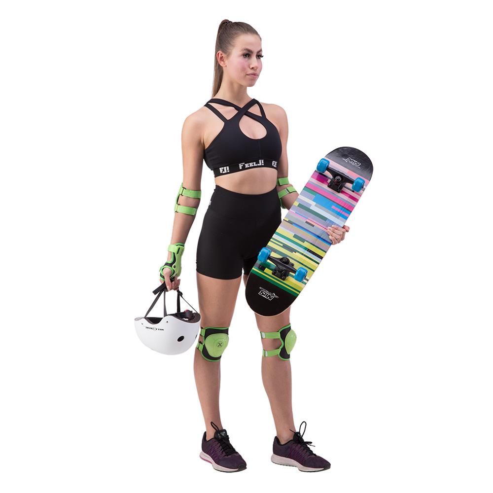 NILS EXTREME H704 Schoner-Set, Grün, Größe S - Protektoren Handgelenk Ellenbogen Knie