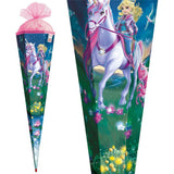 Roth Schultüte Magische Einhornreiterin, 85cm, eckig, Rot(h)-Spitze, Tüllverschluss