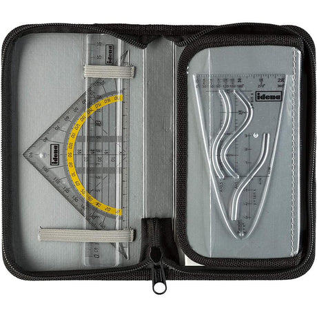 Idena Zirkel-Set im Etui 11-teilig mit Geodreieck Ersatzminen Druckbleistift Stundenplan