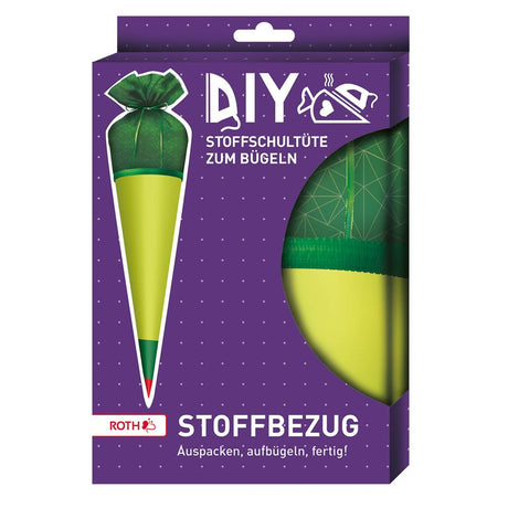Roth Schultüte Stoffbezug mit Satinschleife, grün, 70cm, rund - ohne Rohling