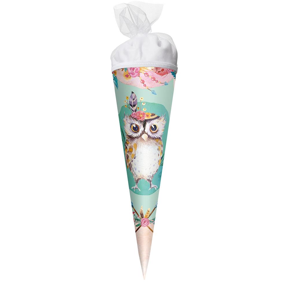 Roth Schultüte Eule Lieselotte, 50cm, rund, Tüllverschluss