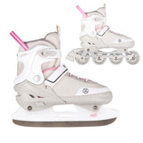 NILS EXTREME NH18188A 2in1 Inliner Schlittschuhe Kinder Gr. 34-38, Grau-Rosa, verstellbar