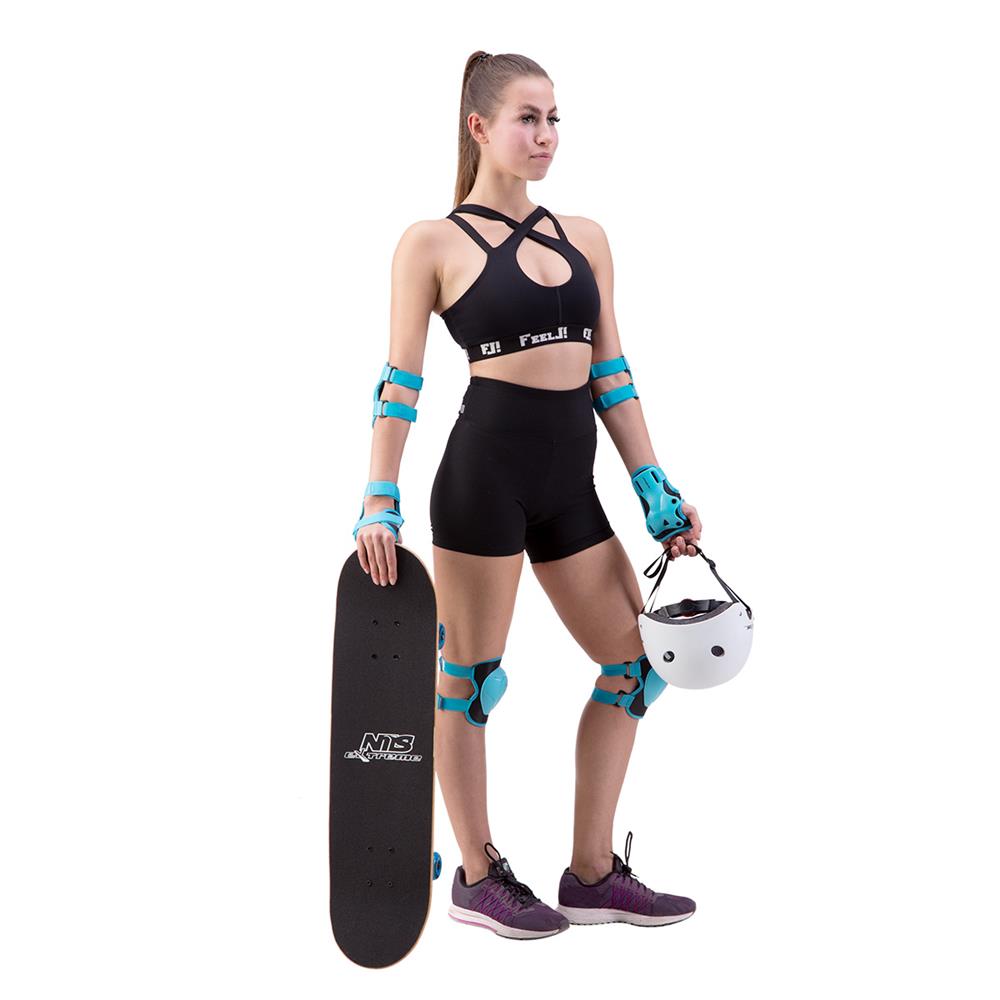 NILS EXTREME H704 Schoner-Set, Blau, Größe L - Protektoren Handgelenk Ellenbogen Knie