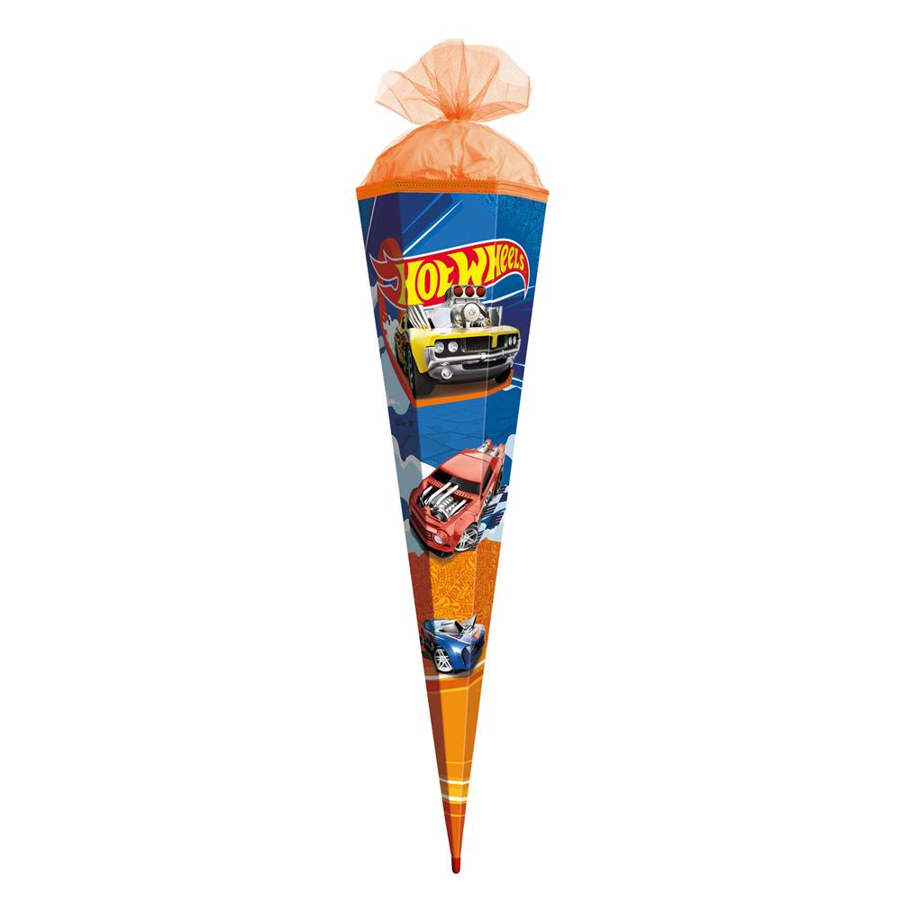 Roth Schultüte Hot Wheels, 85cm, eckig, Rot(h)-Spitze, Tüllverschluss