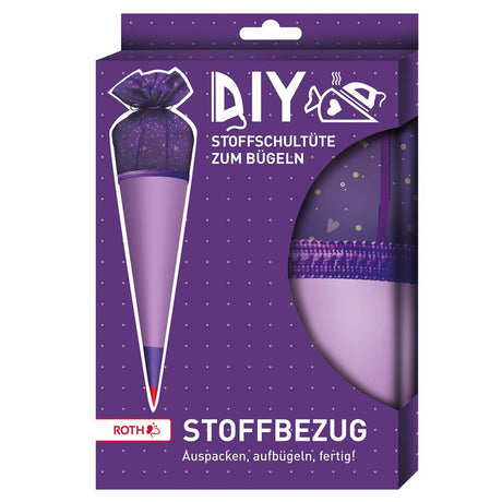 Roth Schultüte Stoffbezug mit Satinschleife, lila, 70cm, rund - ohne Rohling