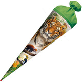 Roth Schultüte Tiger, 70cm, rund, Rot(h)-Spitze, Filzverschluss