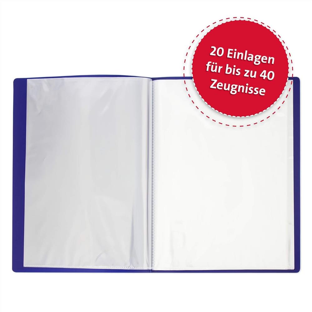 Roth Zeugnismappe Basic Blau, mit 20 A4 Klarsichthüllen