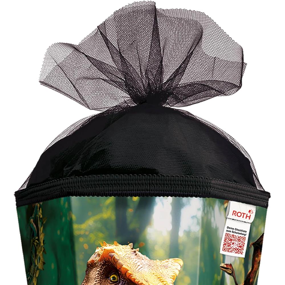 Roth Schultüte Dinosaurier T-Rex, 85cm, eckig, Rot(h)-Spitze, Tüllverschluss