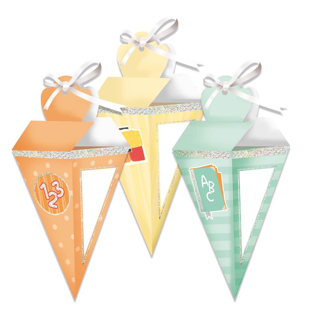 Roth Geschenktüten zur Einschulung, 6er Set, mit Namensfeld und Glitzerfolie