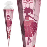 Roth Schultüte Ballerina, 85cm, eckig, Rot(h)-Spitze, Tüllverschluss, Glitter, Glitzerborte