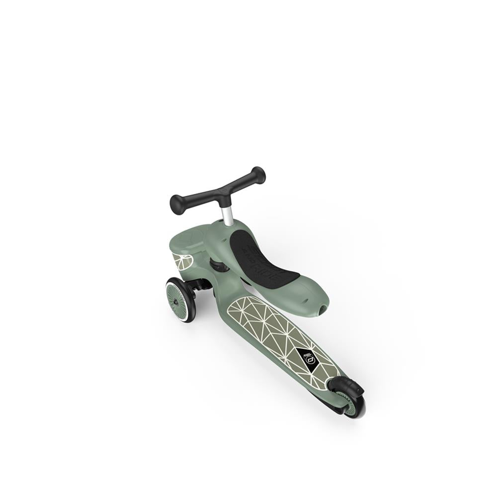 Scoot & Ride Highwaykick 1 Lifestyle, green lines - Kinderroller mit Aufbewahrungsbox