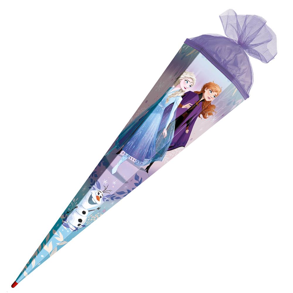 Roth Schultüte Disney Frozen, 85cm, eckig, mit Rot(h)-Spitze und lilafarbigem Tüllverschluss